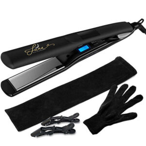 Mesky professional titanium hair straightener with custom logo area, reaching 480°F for fast styling. Ideal for OEM/ODM orders.