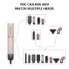 Interchangeable blow dryer brush attachments – volumizer, curling, smoothing, and straightener heads available for OEM