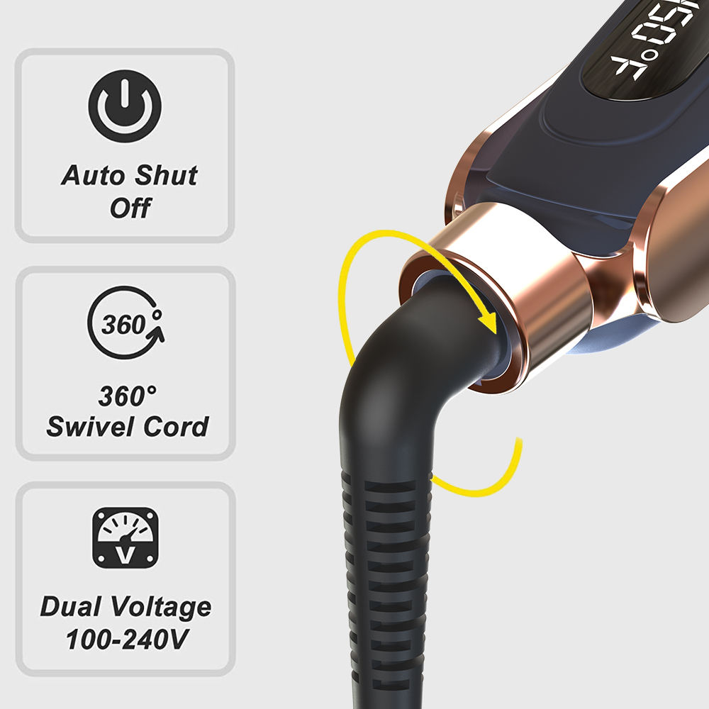 Hair straightener with tangle-free swivel cord design