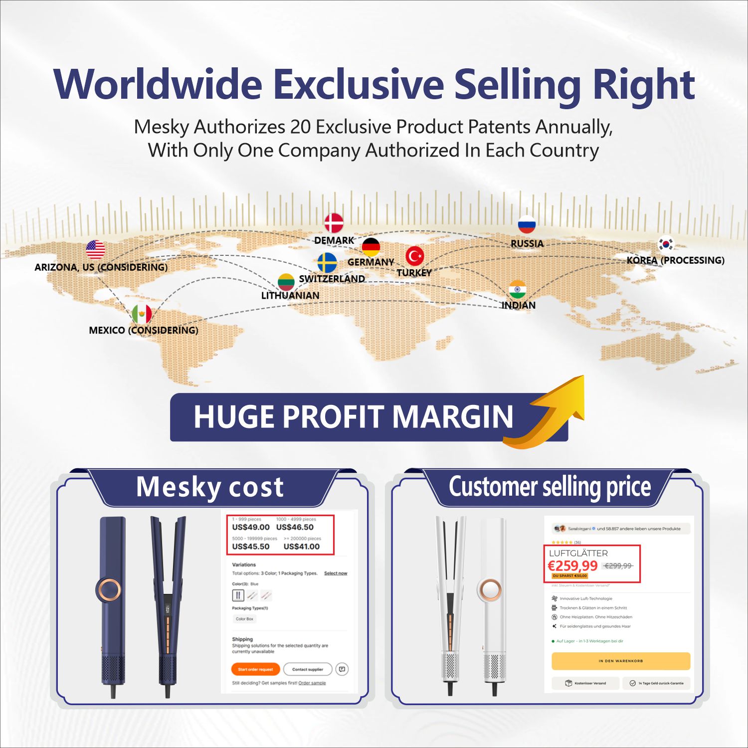 Mesky Wet to Dry Hair Straightener Offers Exclusive Distribution Opportunity for High Profits