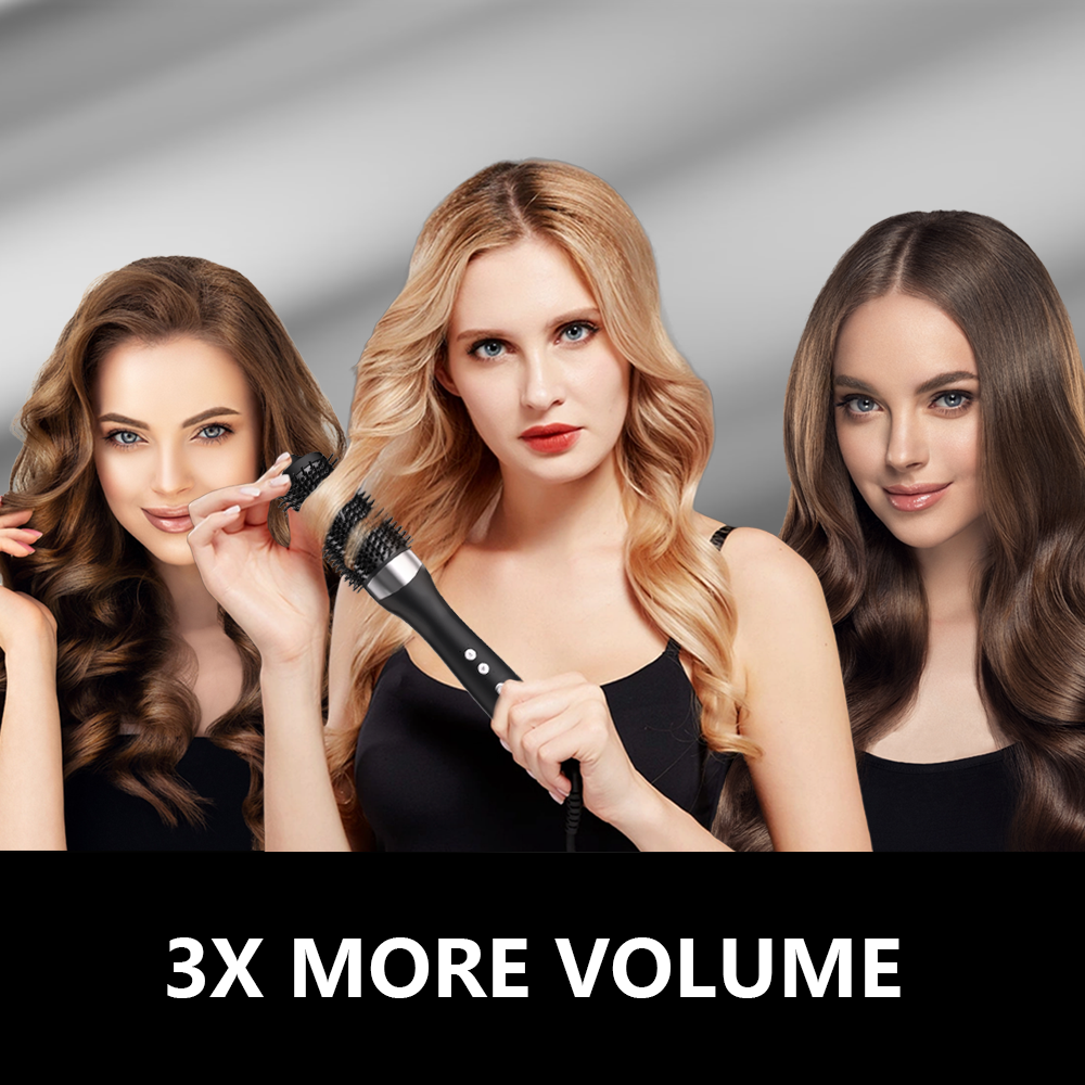 Volumizing styling brush demo with 3 models – 3x more volume