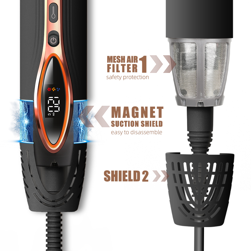 Close-up view of Mesky Dual Voltage Hair Dryer Brush MESH AIR FILTER designed to enhance airflow for efficient and even drying