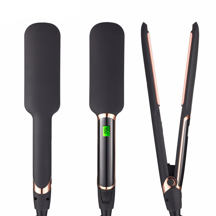 Close-up of LCD control and infrared ceramic plate of Mesky infrared hair straightener