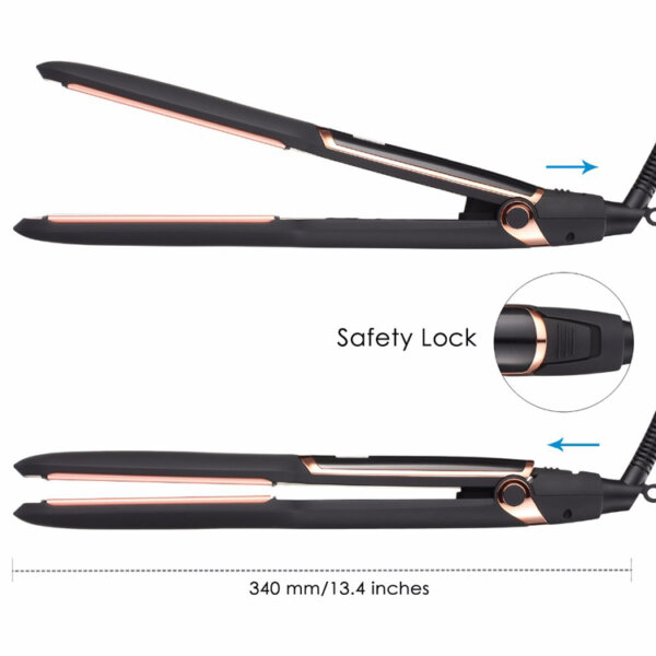 Infrared hair straightener dimensions and product size illustration