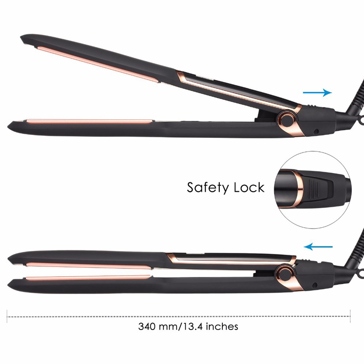 Infrared hair straightener dimensions and product size illustration